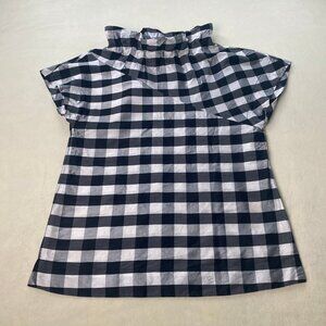 Sara Campbell Blouse Black & White Silk EUC